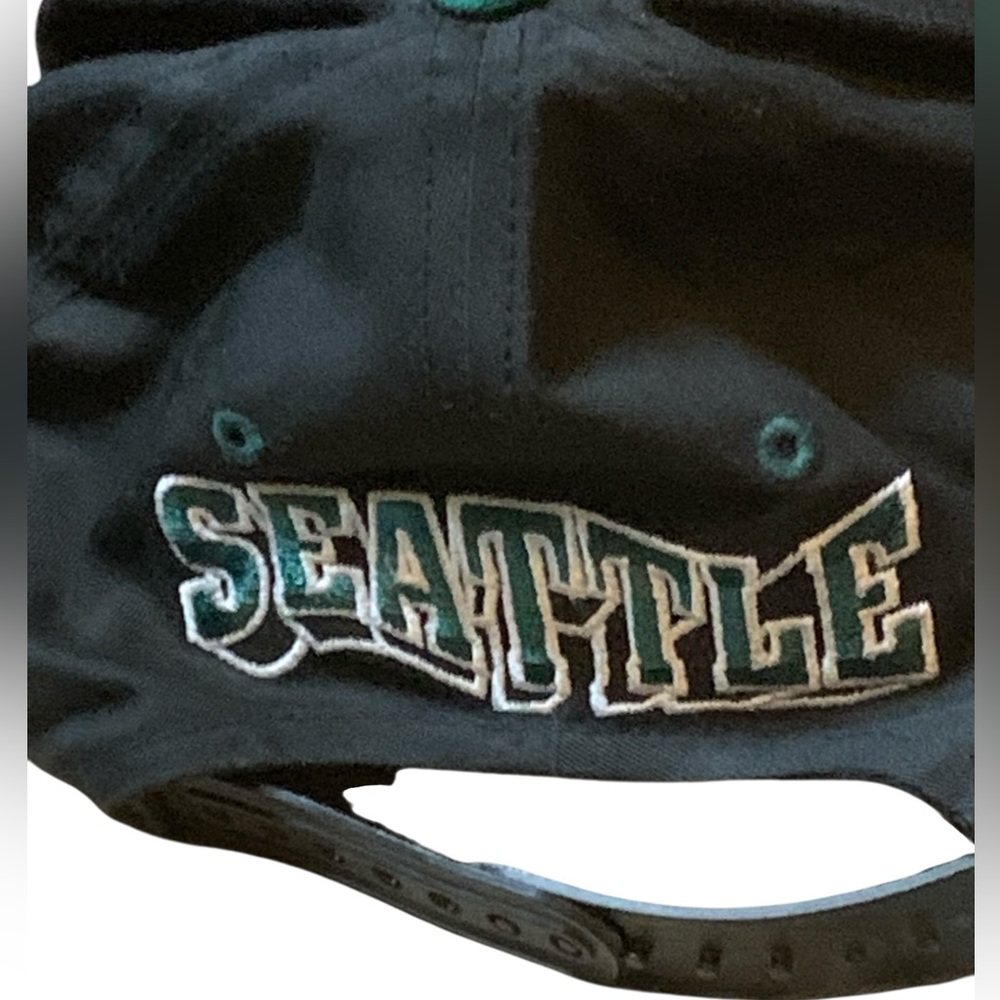 Vintage 90s NBA Seattle SuperSonics Snapback Hat Cap Green Black OSFA - Picture 2 of 4